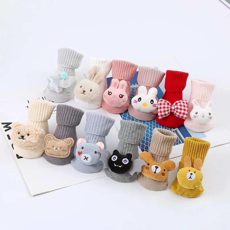 1 Pair Spring Autumn Baby Socks Cute Cartoon Animal Boy Girl Anti Slip Socks Infant Newborn Soft Cotton Floor Sock Shoes