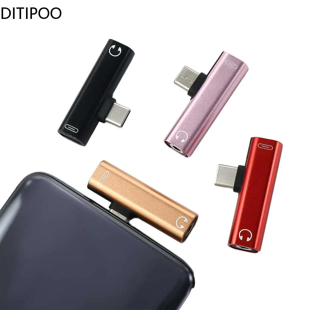 Mini 2 In 1 USB Type C Adapter 3.5mm Jack Audio Headphone Adapter USB-C Charging Adapter For Mobile Phone