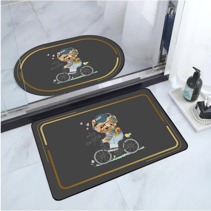 

2Pcs/Set Crystal Velvet Floor Mat For Bathroom Absorbent Non Slip Bath Rug Kitchen Entrance Door Mats Home Floor Deco