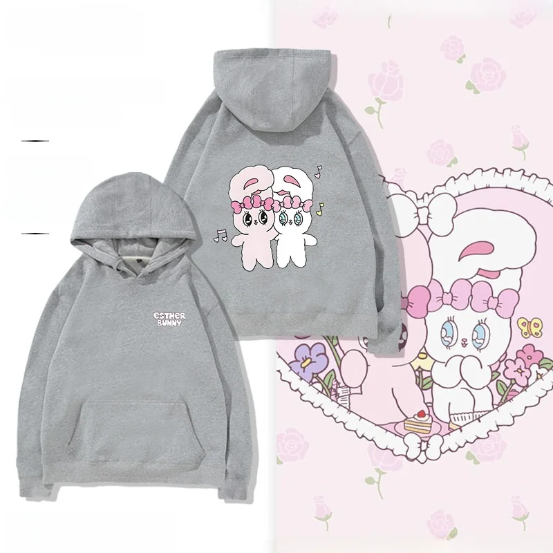 

Худи из чистого хлопка EstherBunny, удобная свободная толстовка с мультяшным принтом для мальчиков и девочек