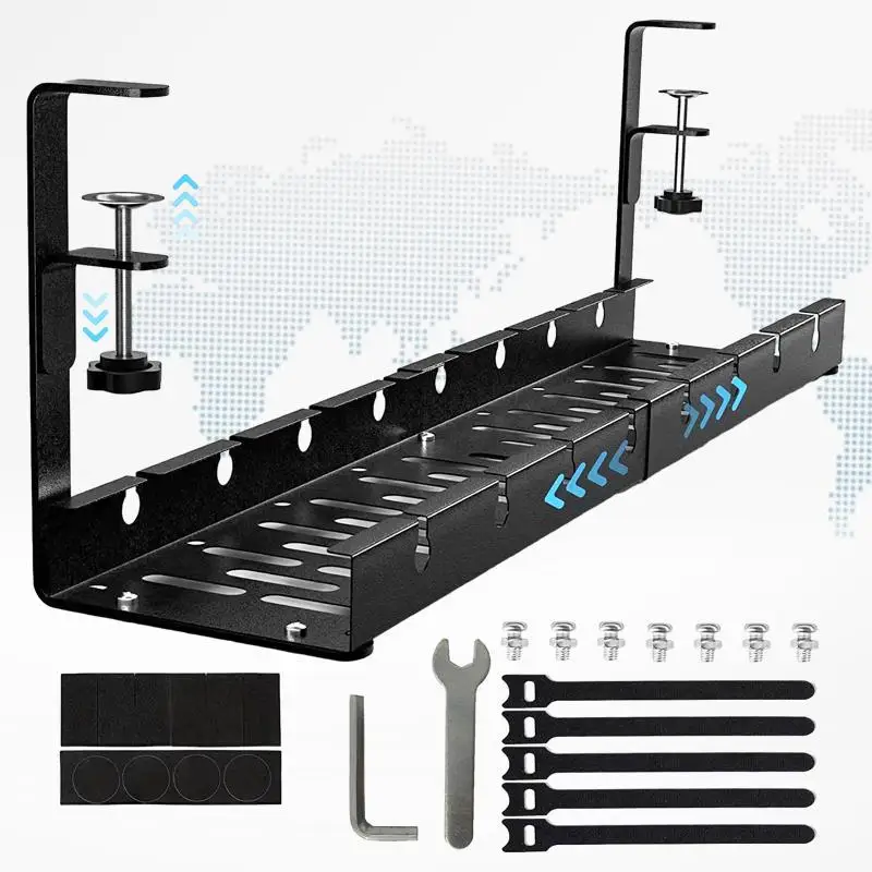 

Ultimate Retractable Cable Management Rack for Office Desks - Organize Under Desk Cables Effortlessly