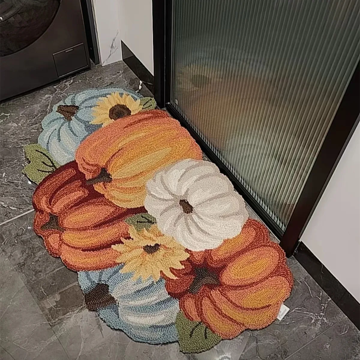 Colorful Pumpkin Door Mat American Retro Kitchen Rug Bedroom Decoration Floor Mats Hand-woven Polypropylene/Polyester