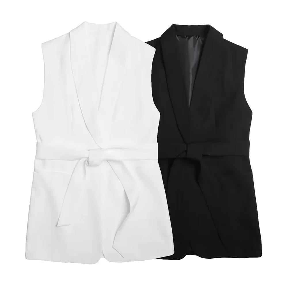 Kar&Otza Summer New Product French Commuting Style Versatile Waist cinching and slimming Collar tied up suit vest