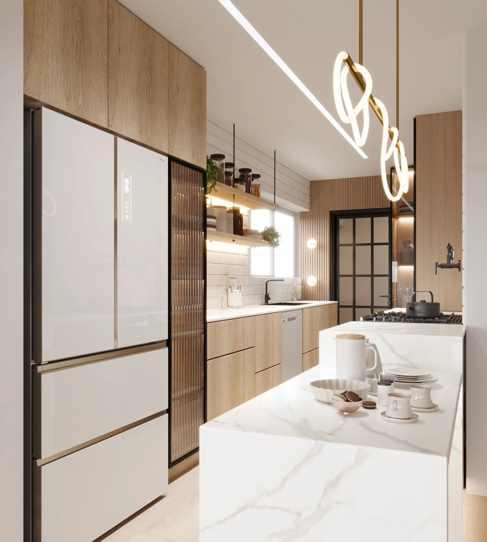 TLF Reserve  Hot Sale  Modular Kitchen Cabinets Melamine Board Stainless High Quality Complete Cuisine Sets Apartment Use