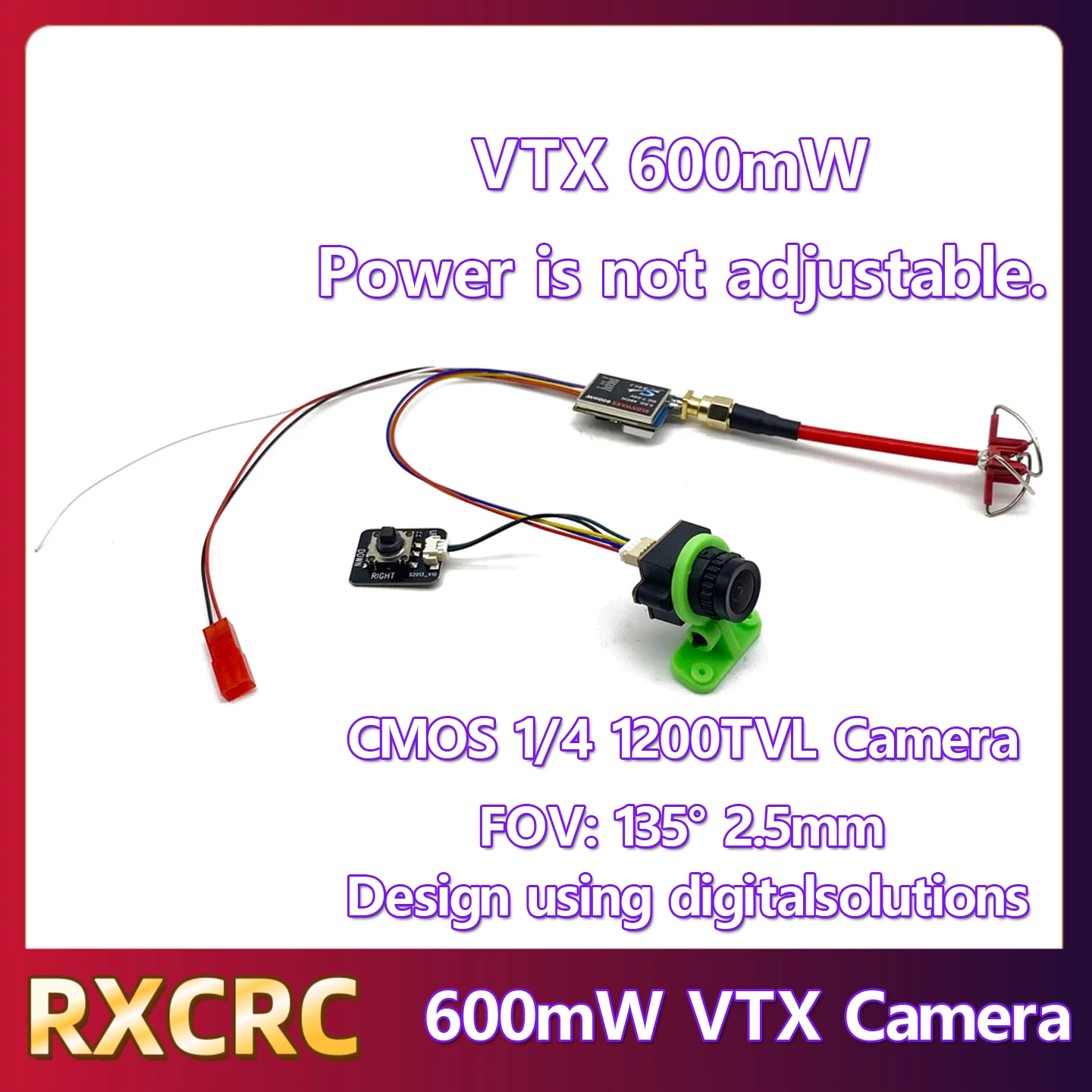 

Передатчик RXCRC 5.8G FPV TS 5823Pro 600 мВт VTX и камера CMOS 1200TVL с использованием цифровых оборотов для модели RC Racing Drone