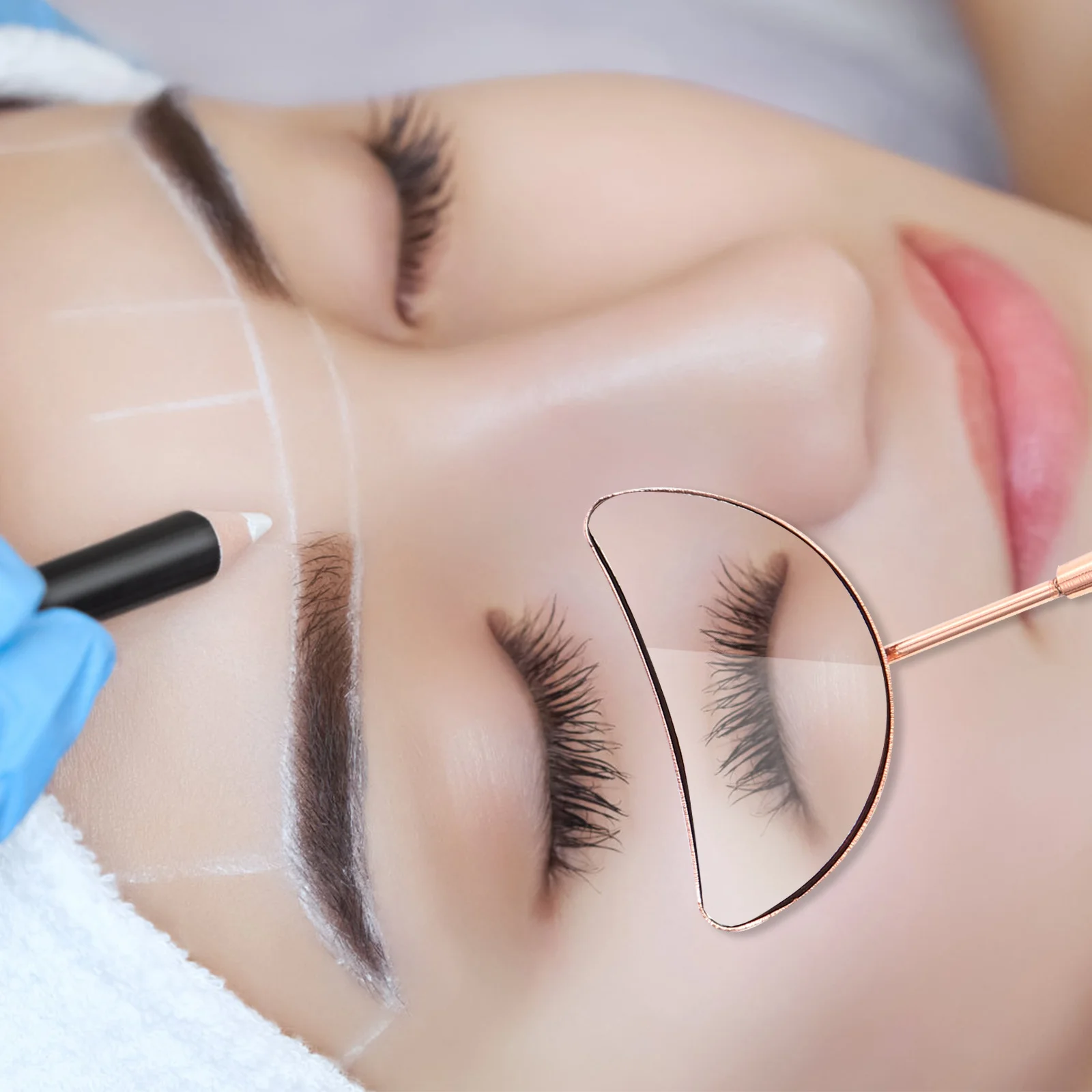 

1Pcs Eyelash Check Mirror Crescent Anti-Fog Removable Lightweight Portable Eyelash Extensions Beauty Salon Tool Makeup Supply