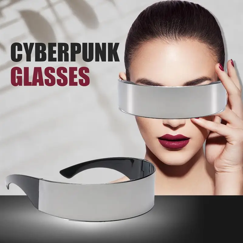 Cyber Punk Goggles 1 Piece UV Colorful Mirror Fashion Eyewear Sports Sun Glass Oversized Trendy Wrap Around Sunglasses