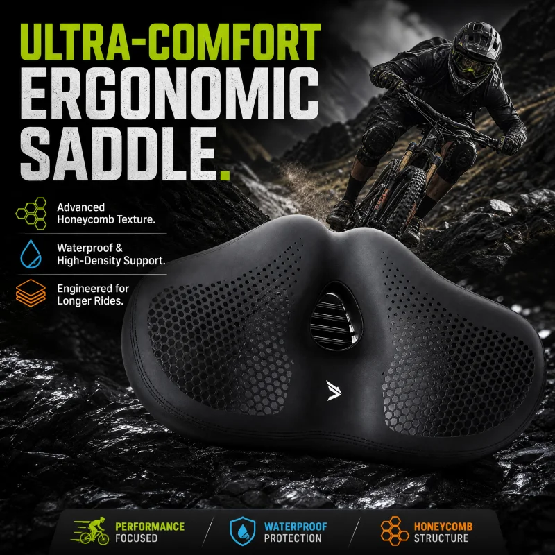 Wide Comfort Saddle Seat Cushion for Mountain Road Bikes Electric Scooters Super Soft Ventilation Durable Leather Seat Cushion