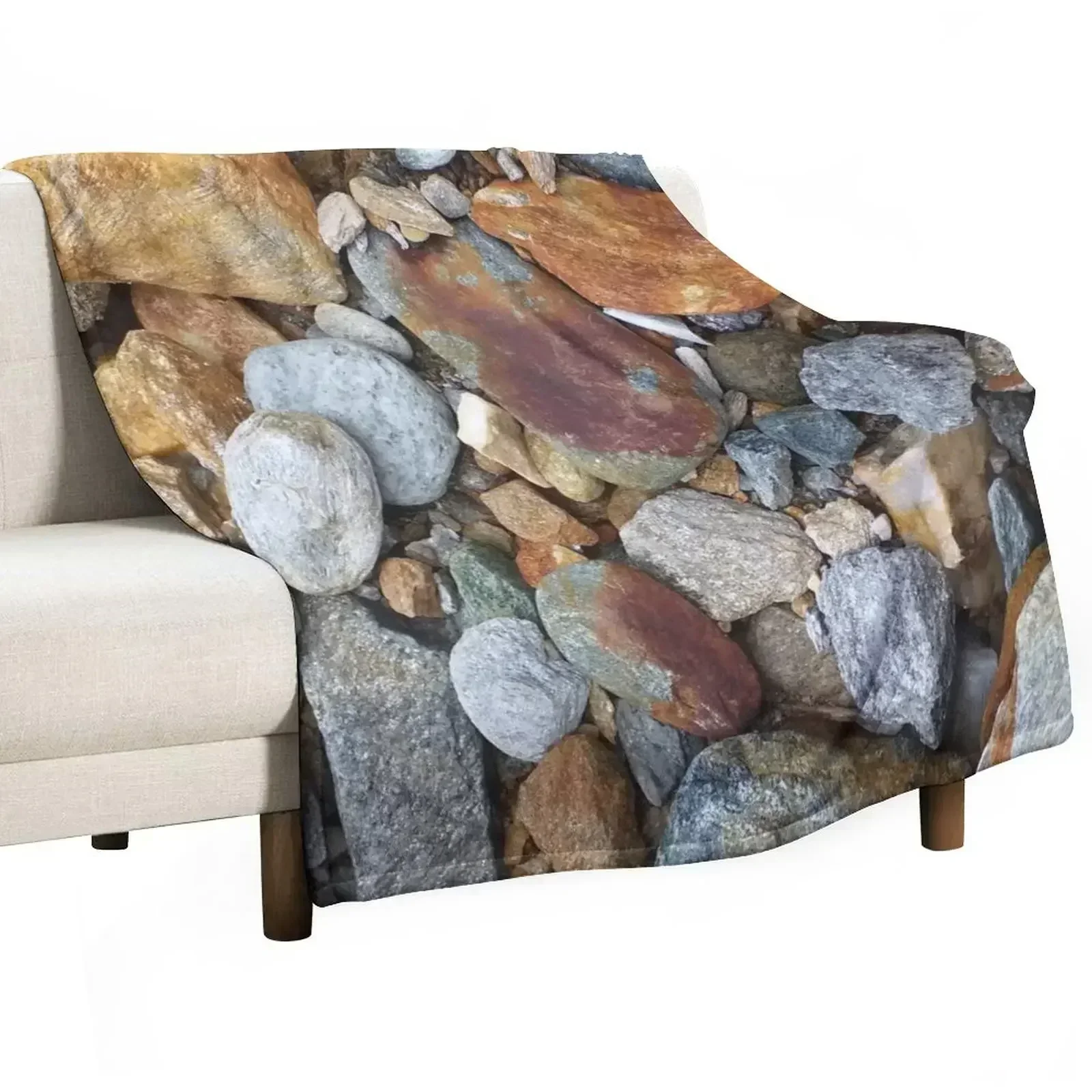 Natural River Stones, mineral rocks Throw Blanket Moving Furrys christmas decoration Retros halloween blankets ands Blankets