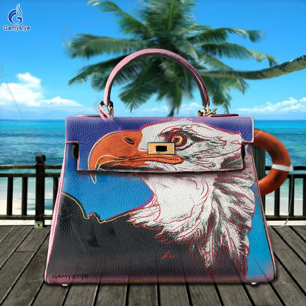 حقيبة يد للسيدات أنثى Carteras Para Mujer De Moda Originales الحيوان مجردة الفن طباعة طبقة علوية جلد البقر اليد رسم اليد Cust #1