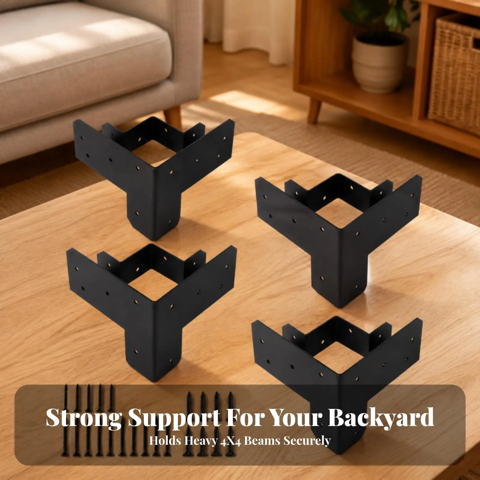 Outdoor Pergola Steel Bracket Zinc Alloy Corner Brace for 4x4 Post Frame Joint Reinforcement with Mounting Screws Set