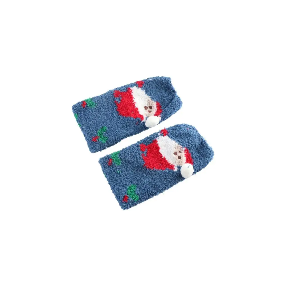 Claus Red Green Home Socks Winter Cartoon Christmas Hat Coral Velvet Socks Christmas Socks Middle Tube Socks Women Hosiery