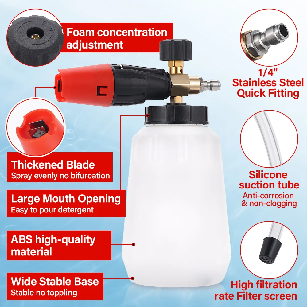 

High-Pressure Foam Spray Can With Adjustable Big Mouth PA Cleaning Gun Car Washer Professional Foam Car wash accessories