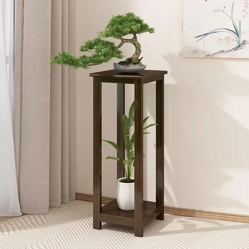 Chinese Style Wooden Plant Storage Holders90cm Balcony Flower Pot RackRetro 2-layer Living Room Organization New Arrivals