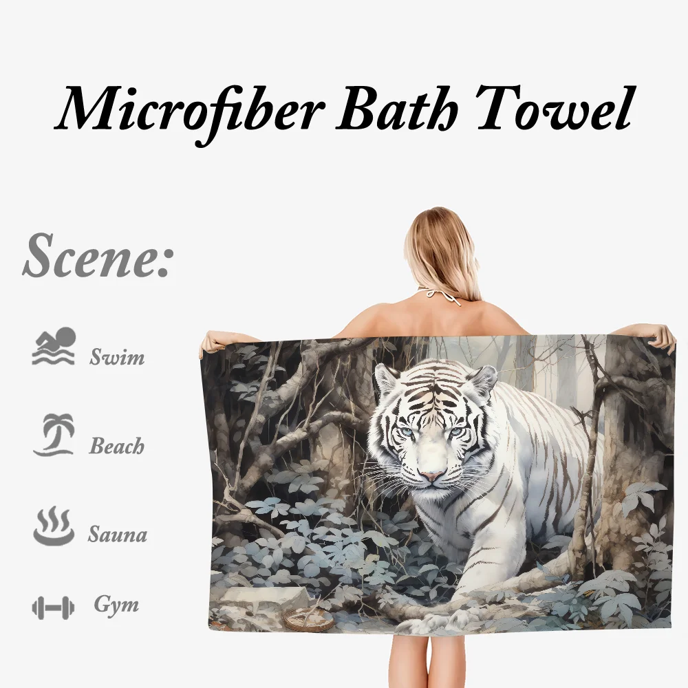 Majestic White Tiger Ultra Soft Absorbant Quickdry Large Beach Towels Personalized Gym Sport Bath Towels