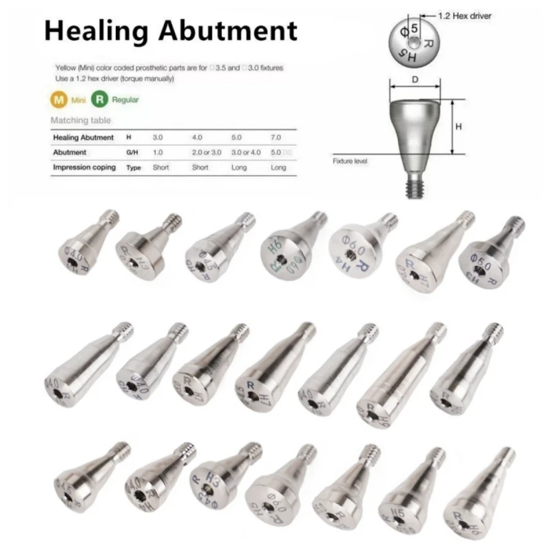 Abutmento Gingival de curación Dental, herramienta de implante de titanio Regular, varilla de transferencia de Base de curación de Osstem, 2 piezas