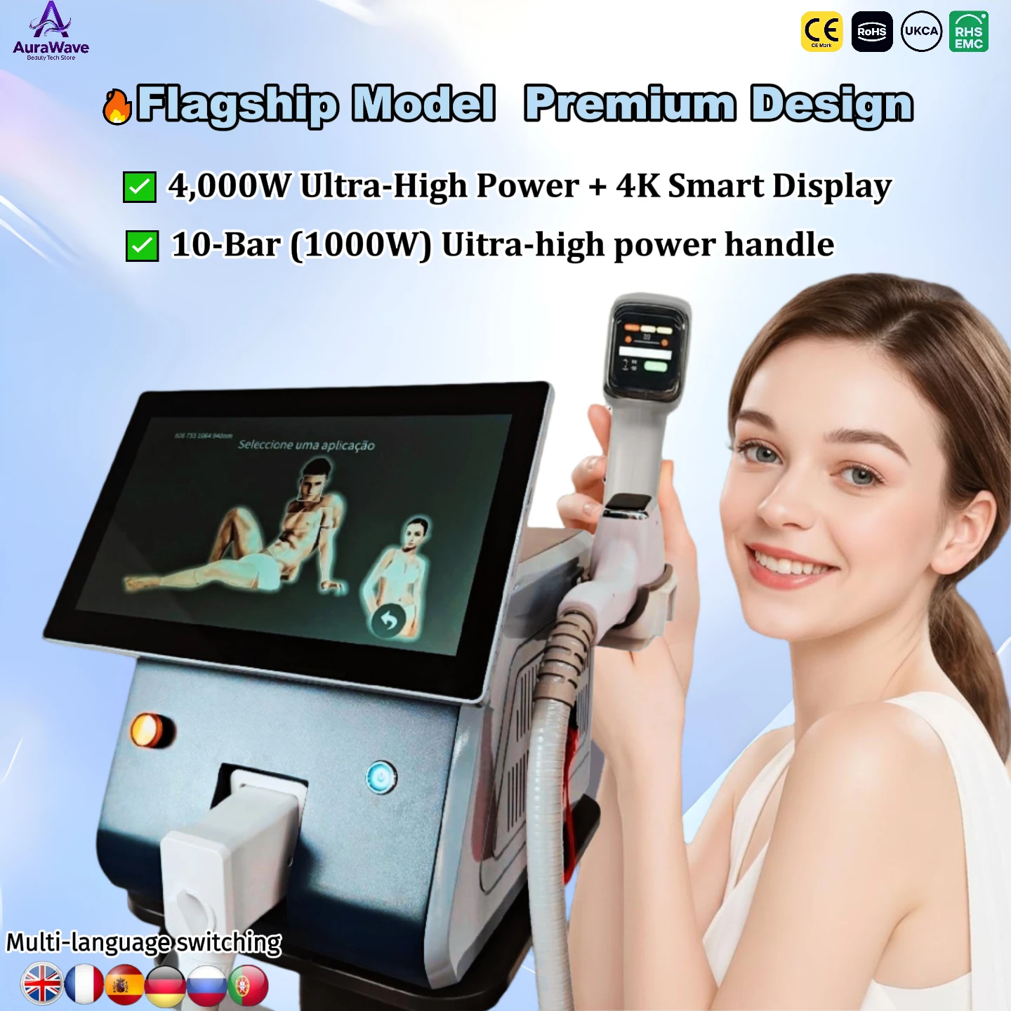 

Flagship Diode Laser Hair Removal System Professional Pain-Free Solution Sapphire Ice-Cooling Pain-Free High-Speed 4000W Hair
