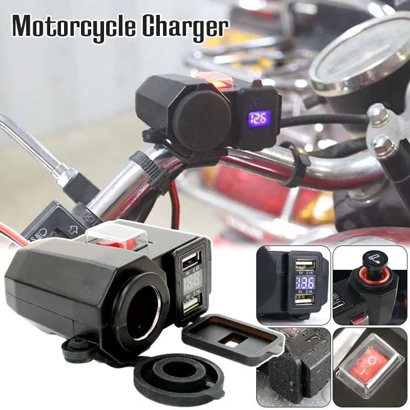 

Waterproof QC3.0 Type C Motorcycle Phone Charger 12V Moto USB Charger With Voltmeter Power Adapter Socket Motorcycle Accessories