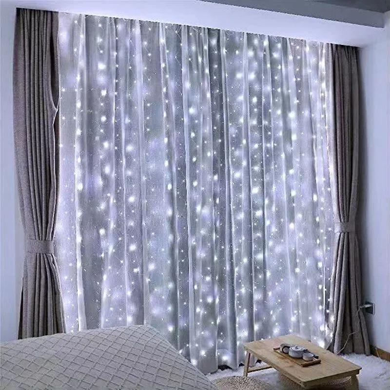 커튼 LED 스트링 조명, USB 플러그인 크리스마스 조명, 웨딩 파티 트리 홈 장식, 휴일 펜던트 드롭 장식품, 6m, 4m, 3m 