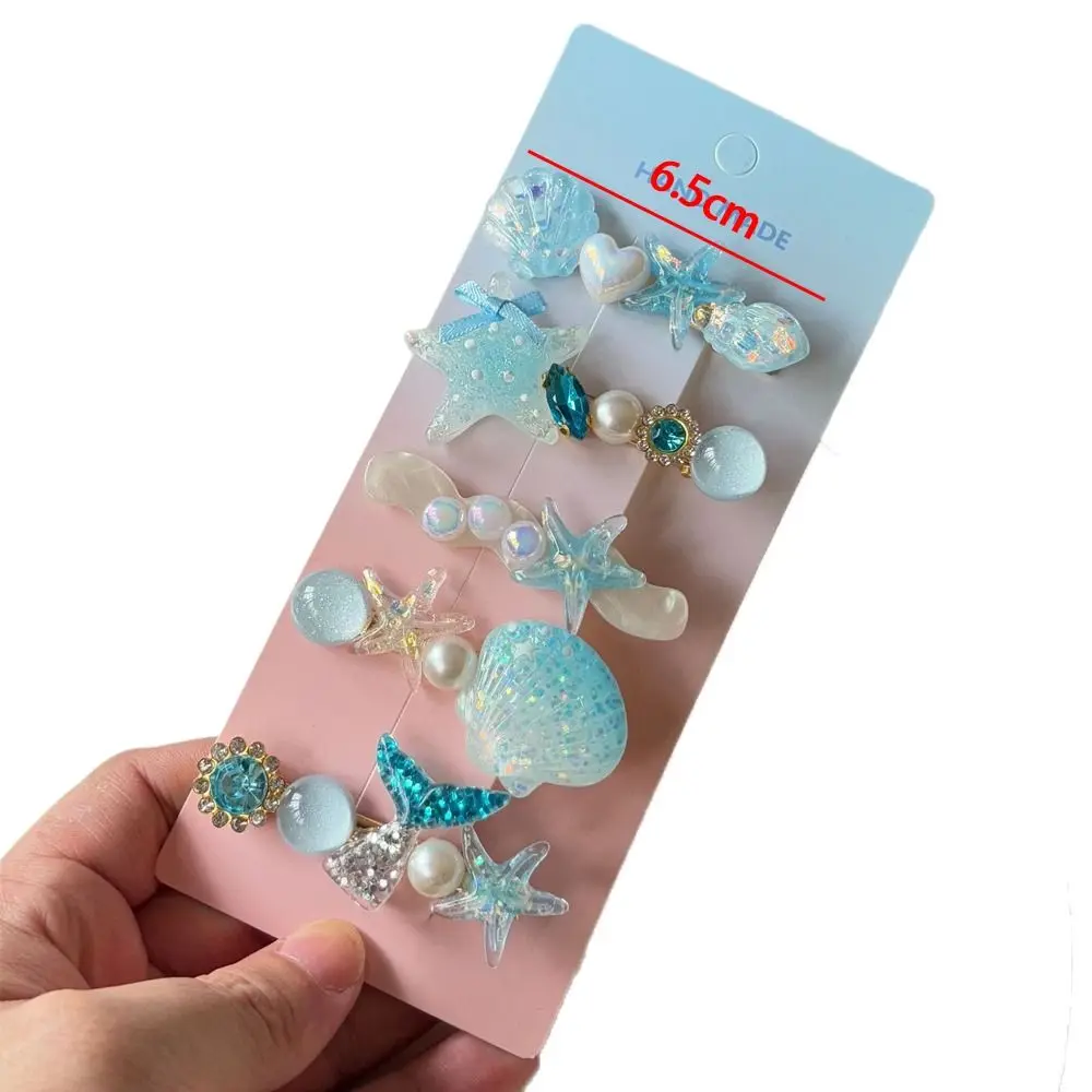 Moda doce cor grampos de cabelo doce concha estrela do mar grampos laterais de cabelo sereia headwear meninas