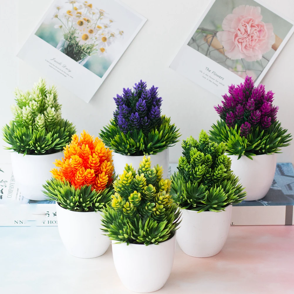 

8 Pcs Simulation Potted Plants Bonsai Plants Simulation Potted Faux Green Decor Odorless Home Office Gift