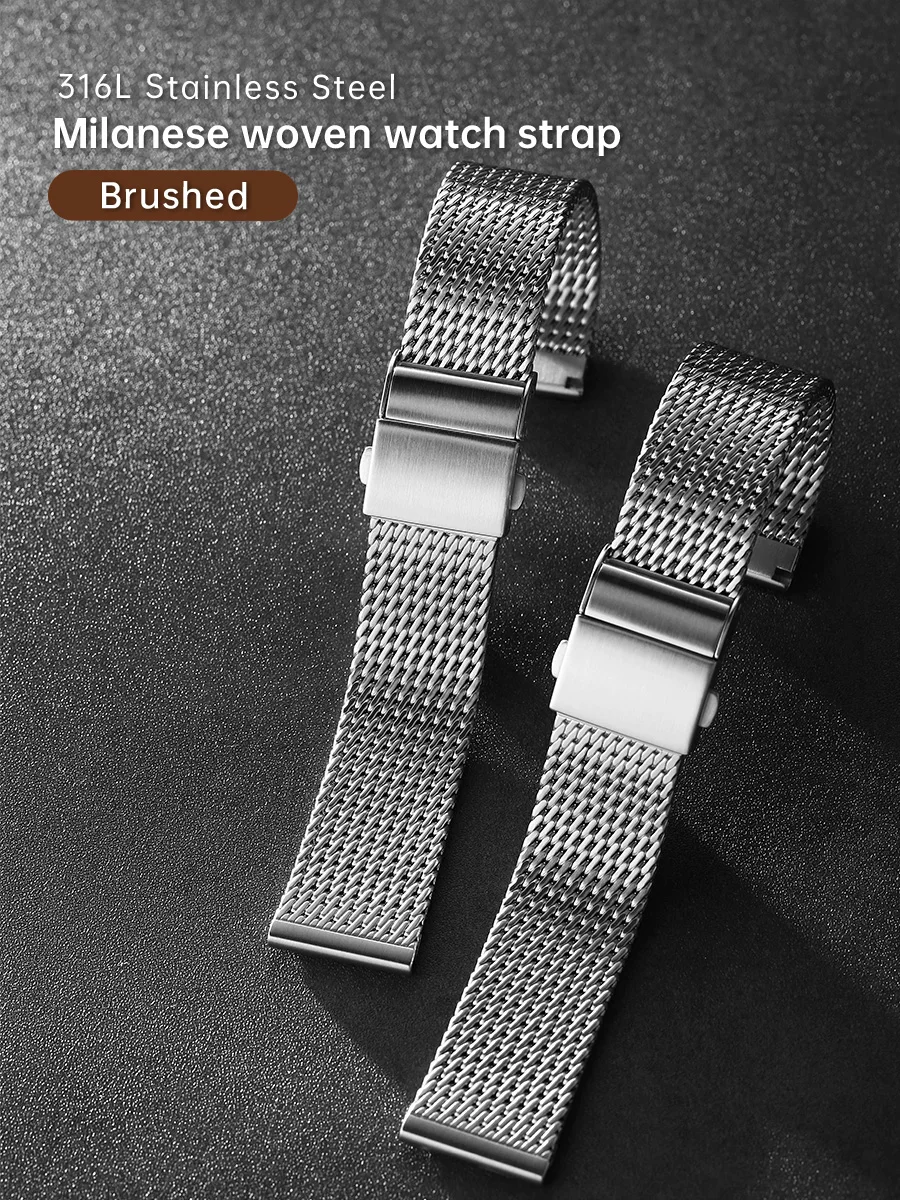 MAIKES Luxury 316L Stainless Steel Watch Strap For Rolex Omega IWC Breitling Watchbands 20mm 21mm 22mm Milanese Woven Watch Band