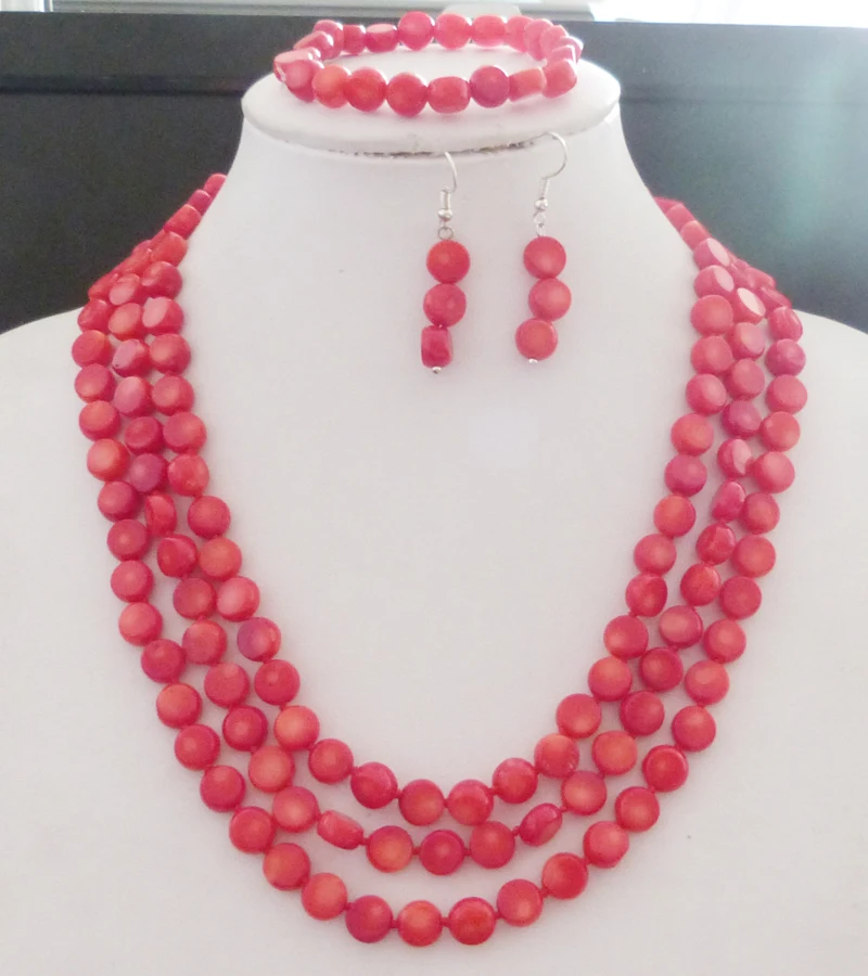 

European Women's Wedding Jewelry 3-layer coral necklace decoration ! Hot selling jewelry!