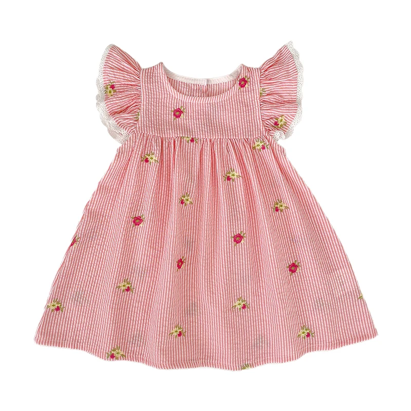 2026 Sommer 0-24M Baby Mädchen Flügelärmel Baumwolle Stickerei Baby Body 2-6 Jahre Süße Partykleider Schwesterkleidung – Detail 37