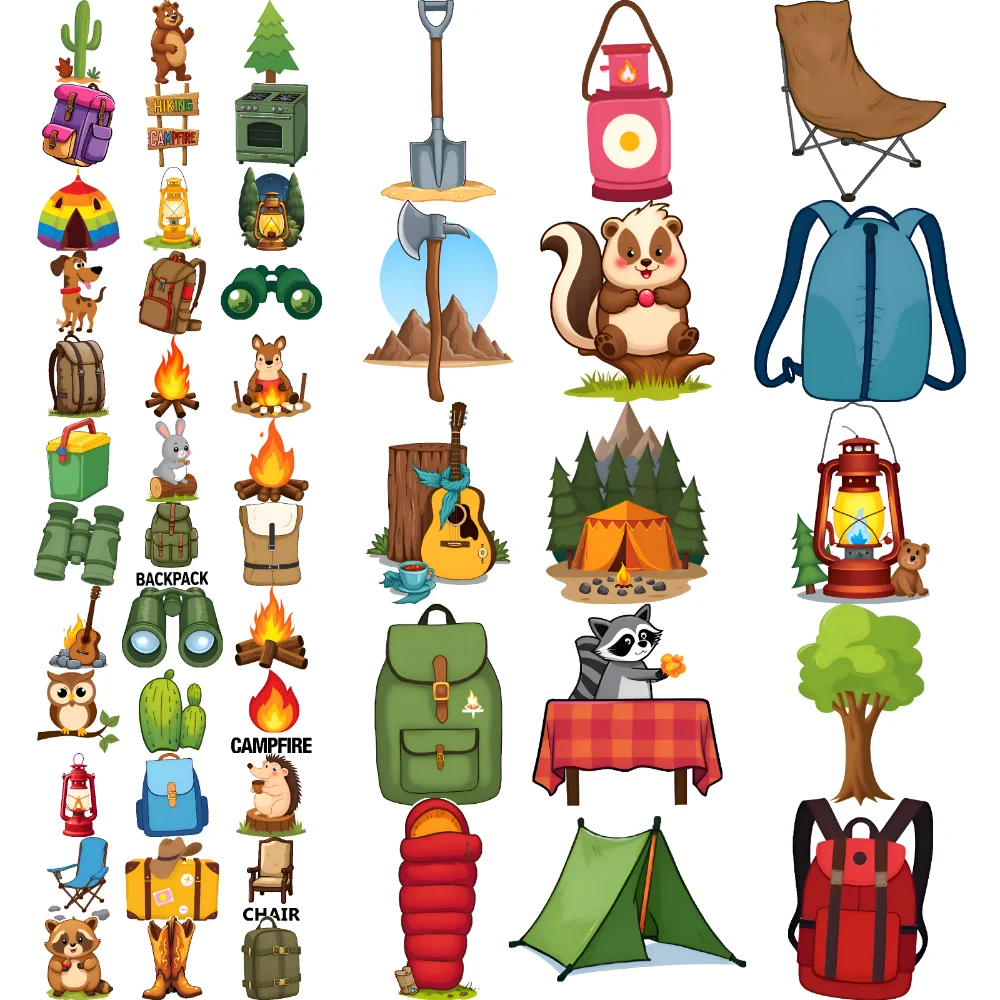 

63pcs Temporary Tattoo Camping Stickers Temporary Tattoo Stickers Adventure Stickers Cartoon Camp For Boys Girls Cheeks