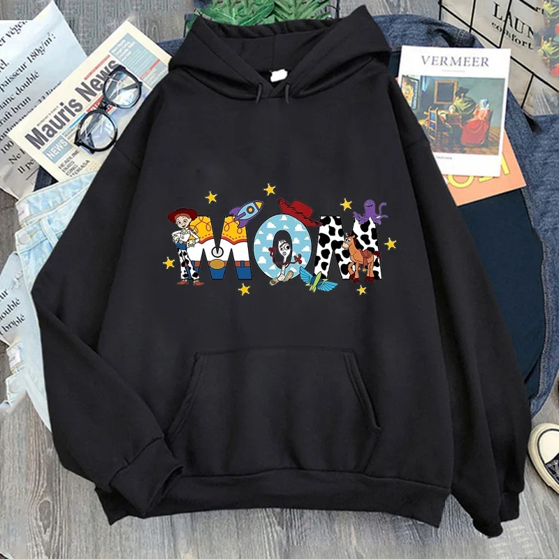 Harajuku Vintage Cartoon Disney DAD MOM Letters Graphic Women Hoodies Autumn Winter Tops Casual Simple Sweatshirts Unisex