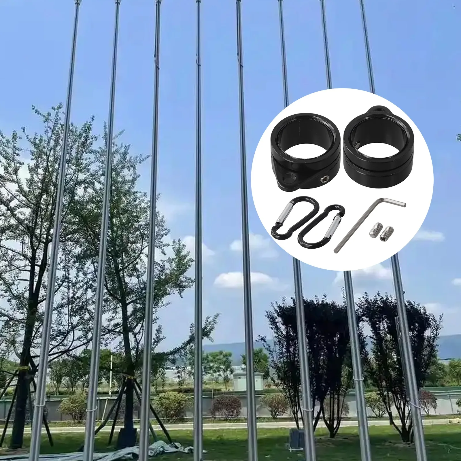 360 Degree Rotate Aluminum Alloy Flag Rings Compatible With 0.5-0.75 Inch Poles Easy Installation Process For 0.5-0.75 Inch Pole