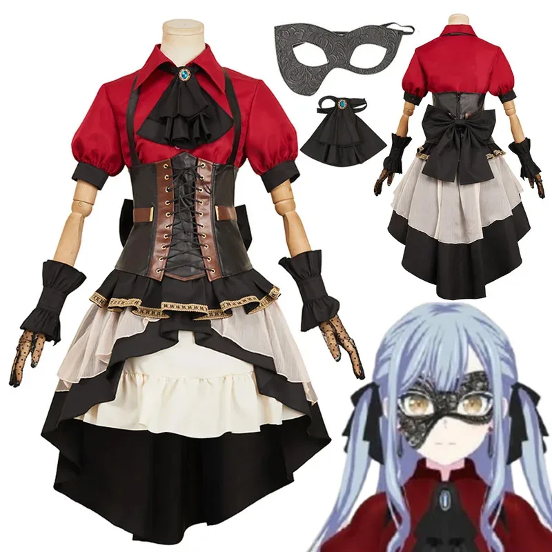 

Anime Ave Mujica Of BanG Dream Sakiko Togawa Cosplay Women Costume Female Disguise Mask Gloves Set Outfits Halloween Party Suits