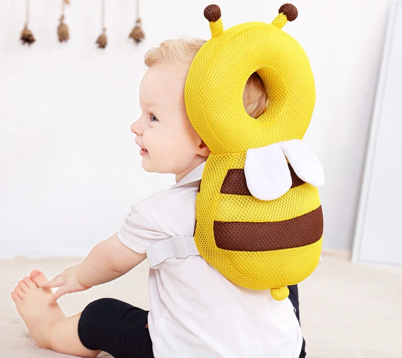 Baby learning to walk headrest baby learning to walk anti fall pillow breathable head protection pad little bee head protection