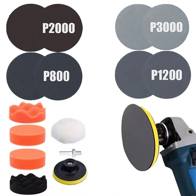 Circular Sandpaper Polishing Pad Car Headlight Polishing Kit 75mm Abrasive Paper Sanding Disc 800 1000 1200 2000 3000 Grit