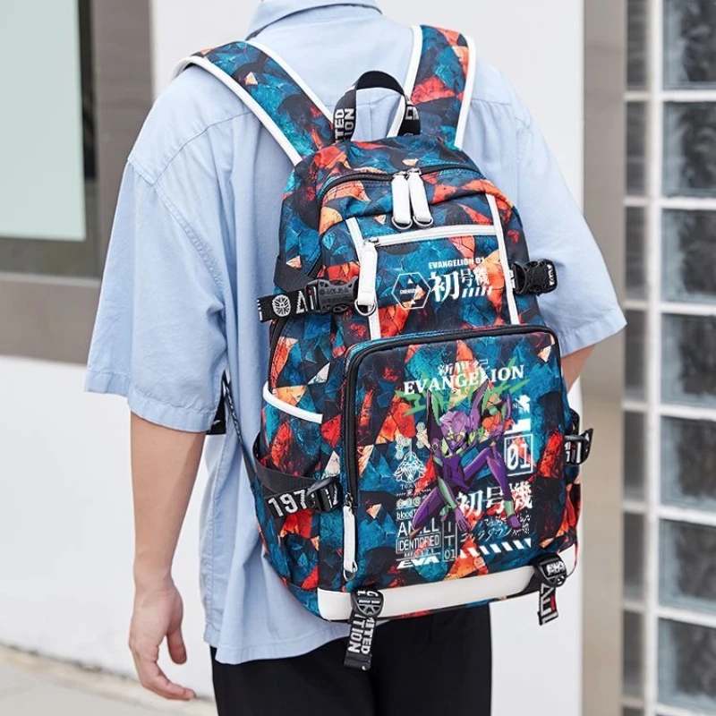 Ransel periferal film dan televisi NEON GENESIS EVANGELION nyaman untuk perjalanan bisnis dan tas penyimpanan berkapasitas besar
