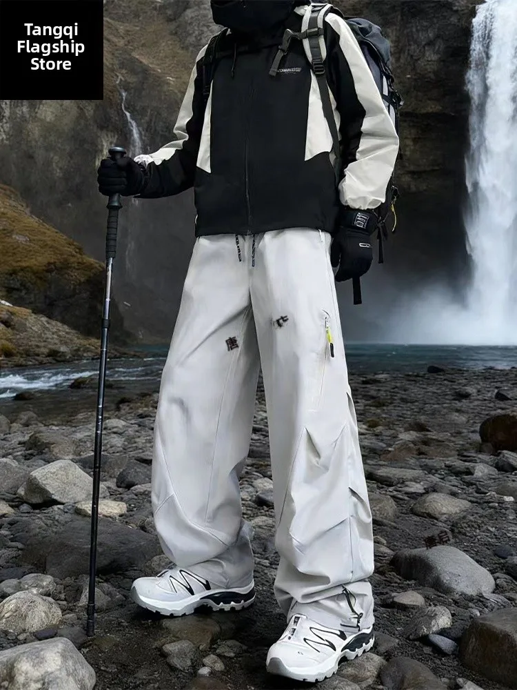 

Men's Double-Sided Wearable Waterproof Hiking Jaet And Pants Set Casual Sportswear Windproof Outerwear for Spring