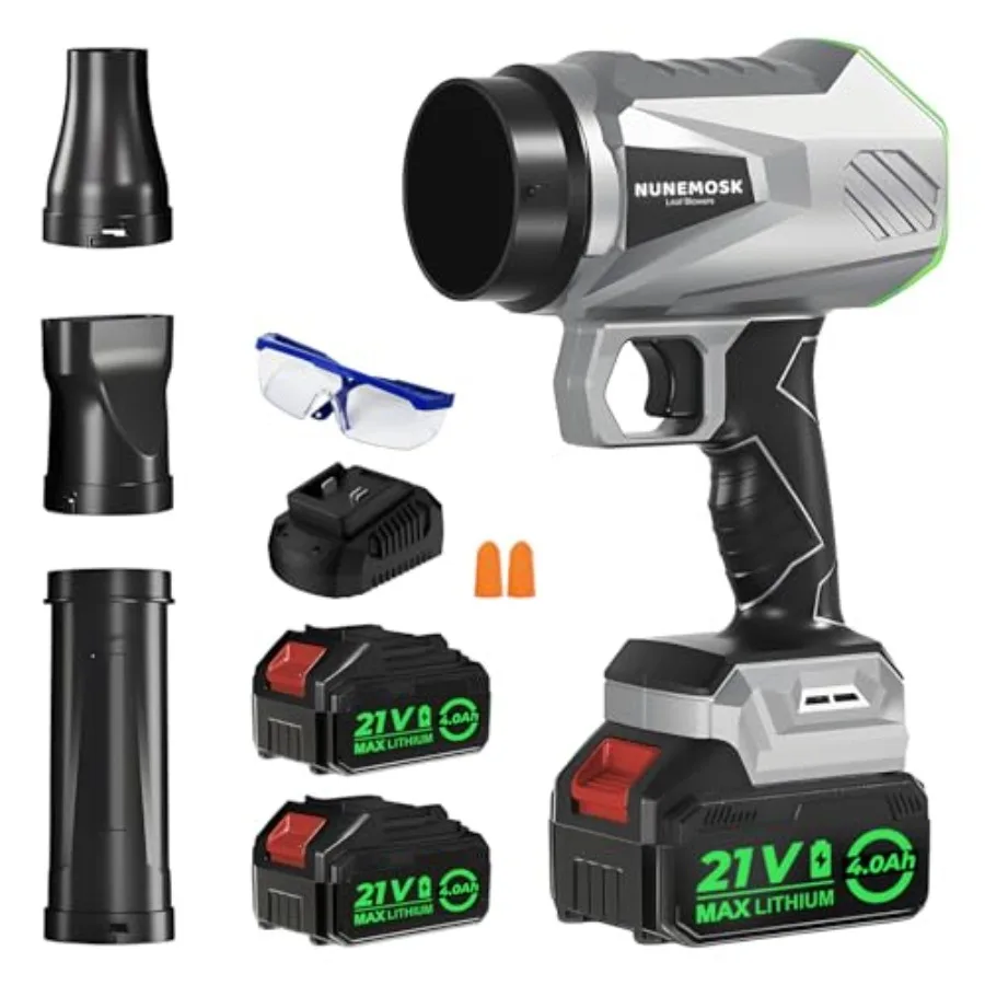 

Leaf Blower Cordless with Battery and Charger 1000 000RPM Mini Leaf Blower Fast Charger and Extended Nozzle Design Handheld Lig