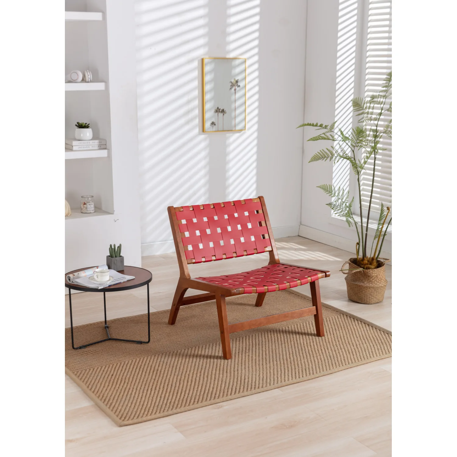 

COOLMORE Solid Wood Frame Chair With White Faux Wool. Modern Accent Chair Lounge Chair for Living Room