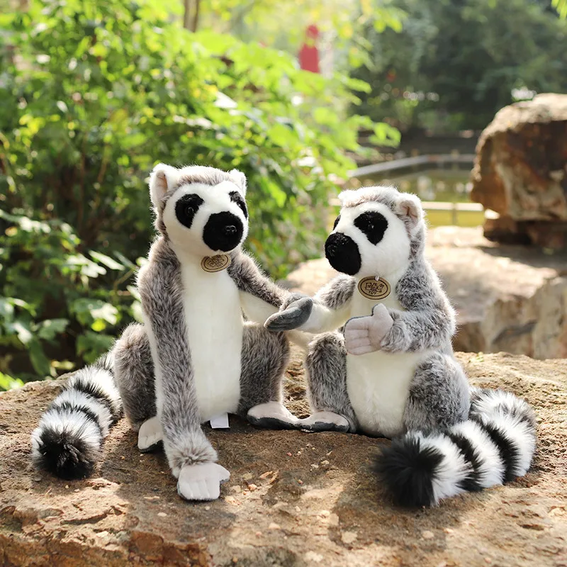 Simulation Wild Lemur Plush Toys Kawaii Stuffed Animals Soft Realistic Monkey Plushies Doll Baby Accompany Pillow for Kids Gifts