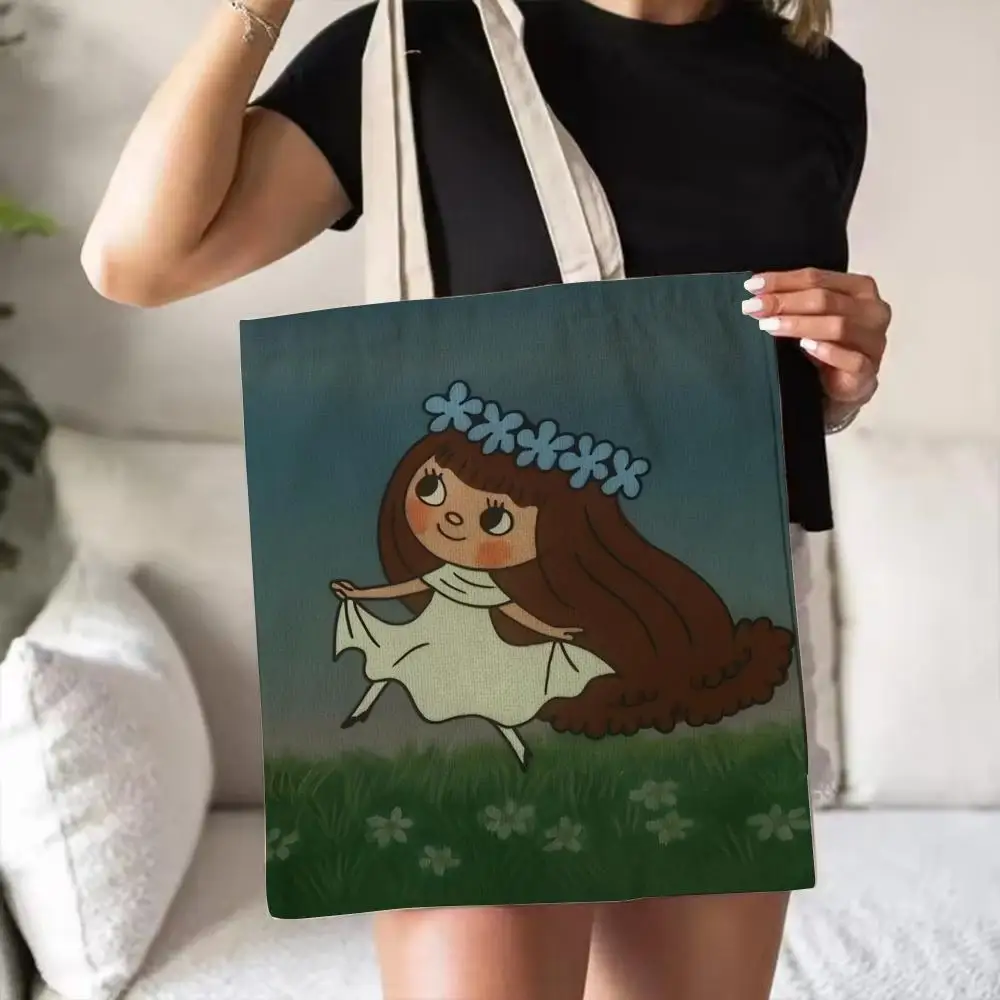 Víla Amálka Anime Aufbewahrungstaschen Canvas-Tragetasche Beidseitig Bedruckte Modische Schulter-Einkaufstasche Geschenk-Handtaschen