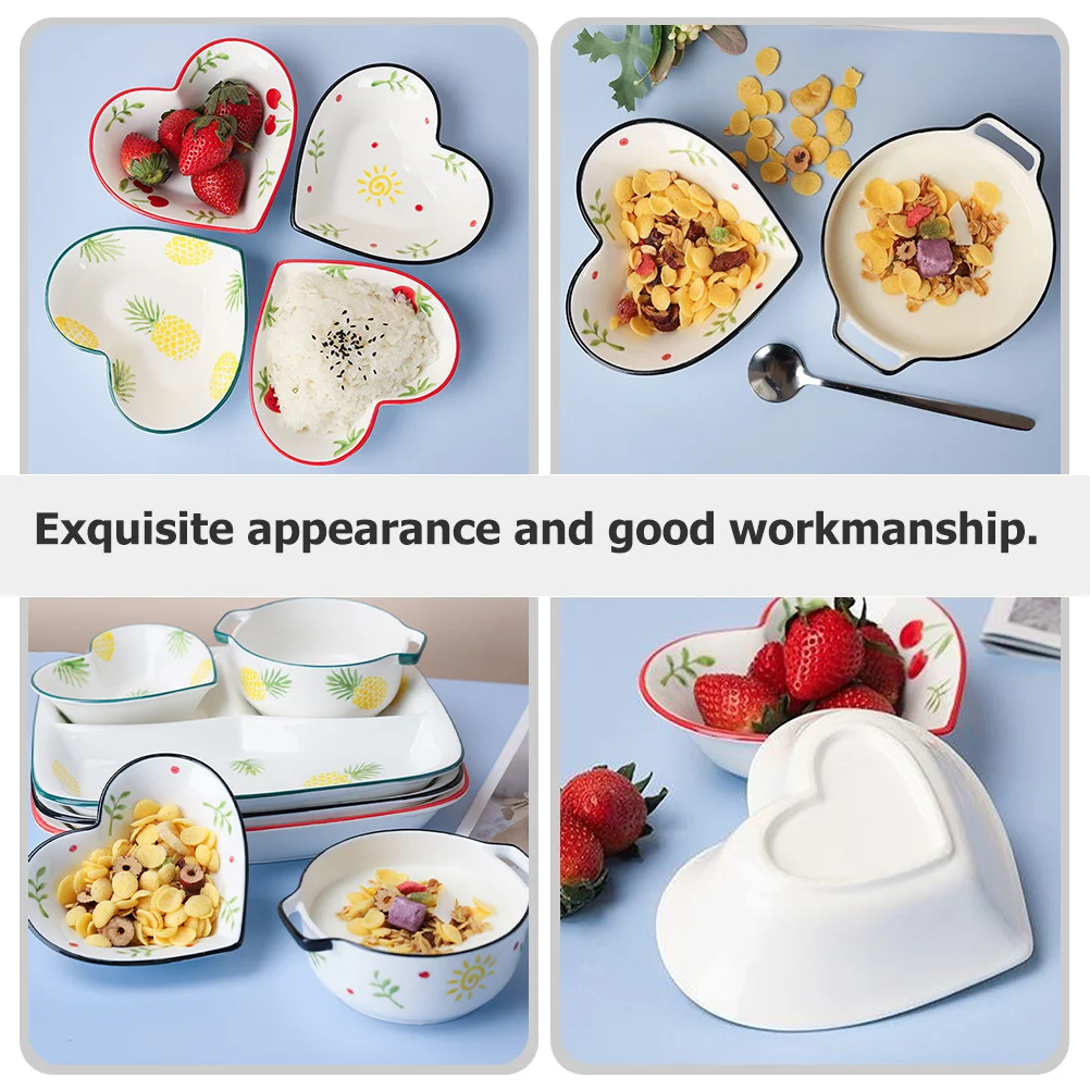 

Snack Bowl Heart Shape Ceramic Food Bowl Candy Container Fruit Tray Dessert Serving Plate Dried Fruit Tray