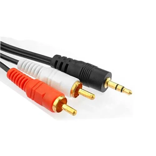 Gold 3.5mm Headphone Jack PLUG To 2RCA Phono Male Stereo Audio Cable Adaptor