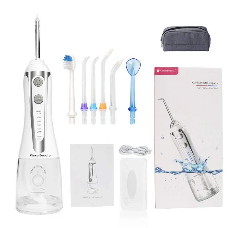 Oral Irrigator Portable Water Dental Flosser USB Rechargeable 5 Modes IPX7 Jet Water 300ML Waterproof Teeth Cleaner