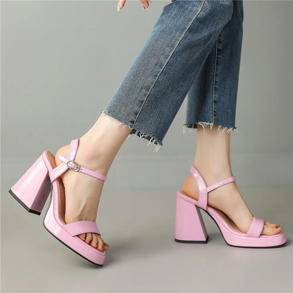 2024 Spring Summer Chunky High Heels Women Sandals Platform Ankle Strap Buckle Sandalias European Fashion Ladies Party Shoes Gre