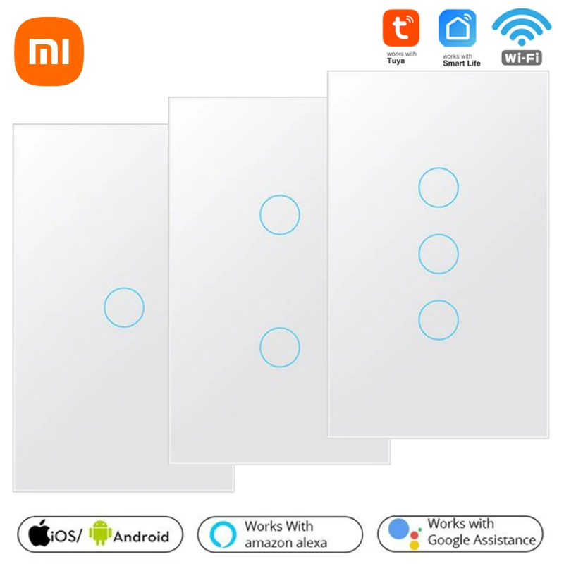 

Xiaomi 1/2/3/4gang WiFi Smart Touch Switch Home Light Wall Button Smart Life Neutral Wire For Alexa Google Home Assistant Alice