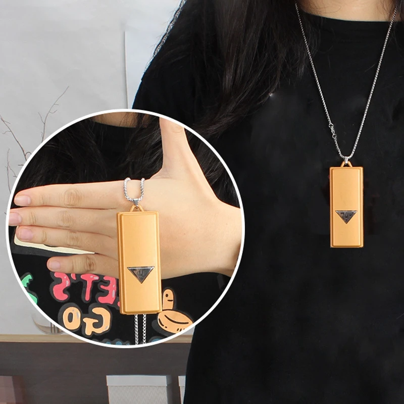A50Q-2 Pcs Hanging Neck Air Purifier, Stylish Personal Wearable Necklace Home Portable Negative Air Purifier Gold+Purple