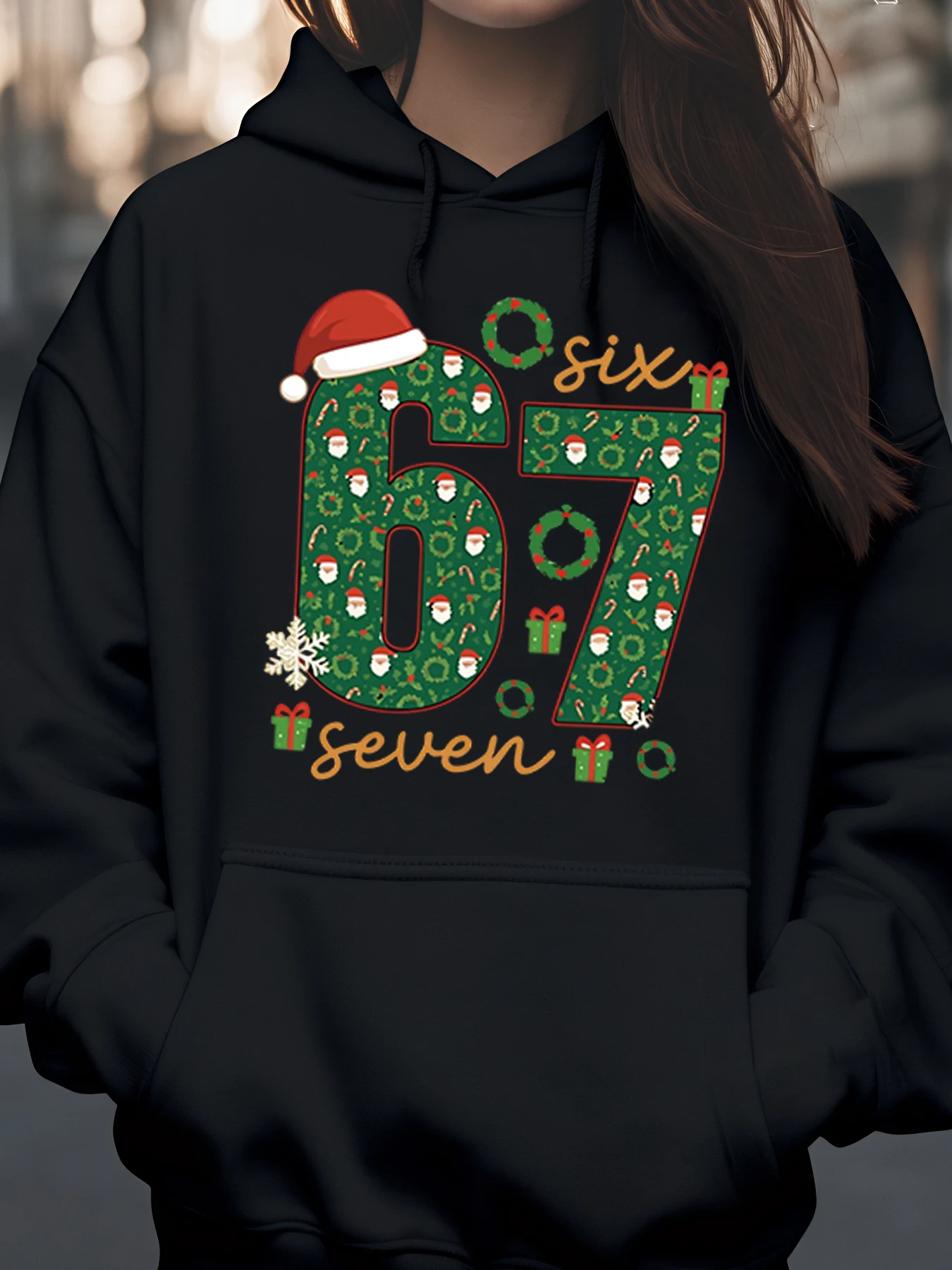 

Christmas Pattern Six Seven Holiday Hoodie for Women and Men Winter Wear