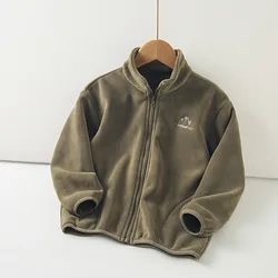 Children's jacket spring and autumn boys polar fleece cartoon jacket new girls hooded jacket baby fleece sweater jacket