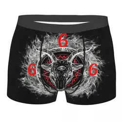 Satanic Goat Head Circle Satan Symbo Lucifer Devil Men Boxer Briefs Underpants Baphomet Highly Breathable Birthday Gifts