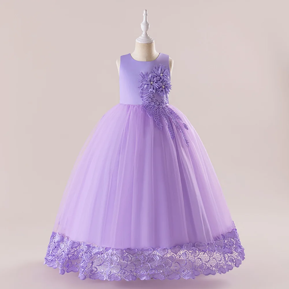 Girls Party Dress 7 Colors 120cm-170cm Kids Piano Dresses Wedding Birthday Ball Gown Photograph Costumes